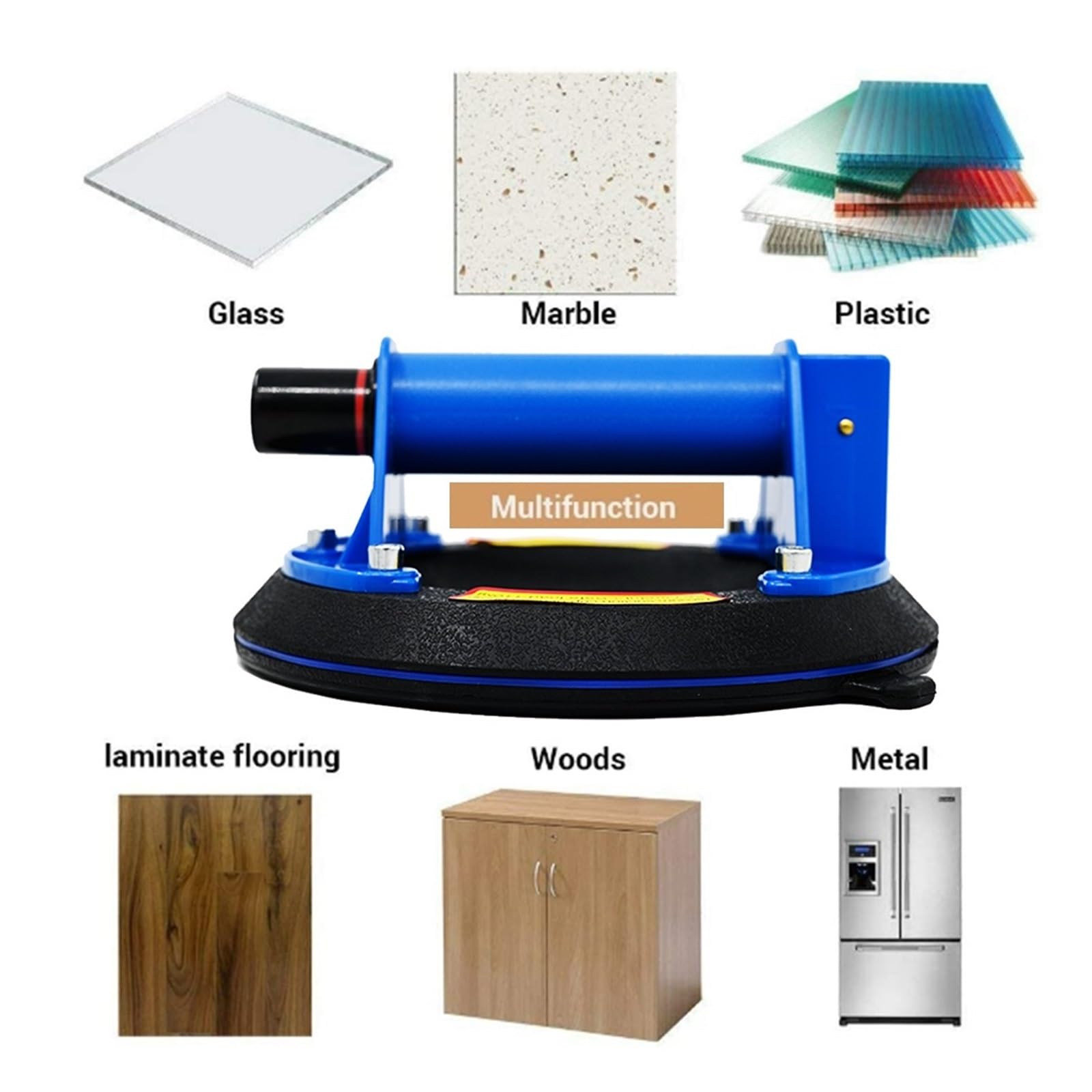 Ventosa de vidrio de 8 pulgadas, paquete de 2 ventosas de vacío for levantar vidrio grande, herramienta de ventosa de azulejo resistente, ventosa Industrial