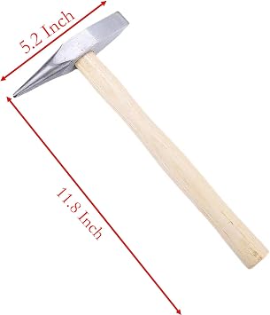10.6 OZ Forged Steel Welding Hammer, 11.8 Inch Two Head with Wooden Handle for Crushing and Welding (small)