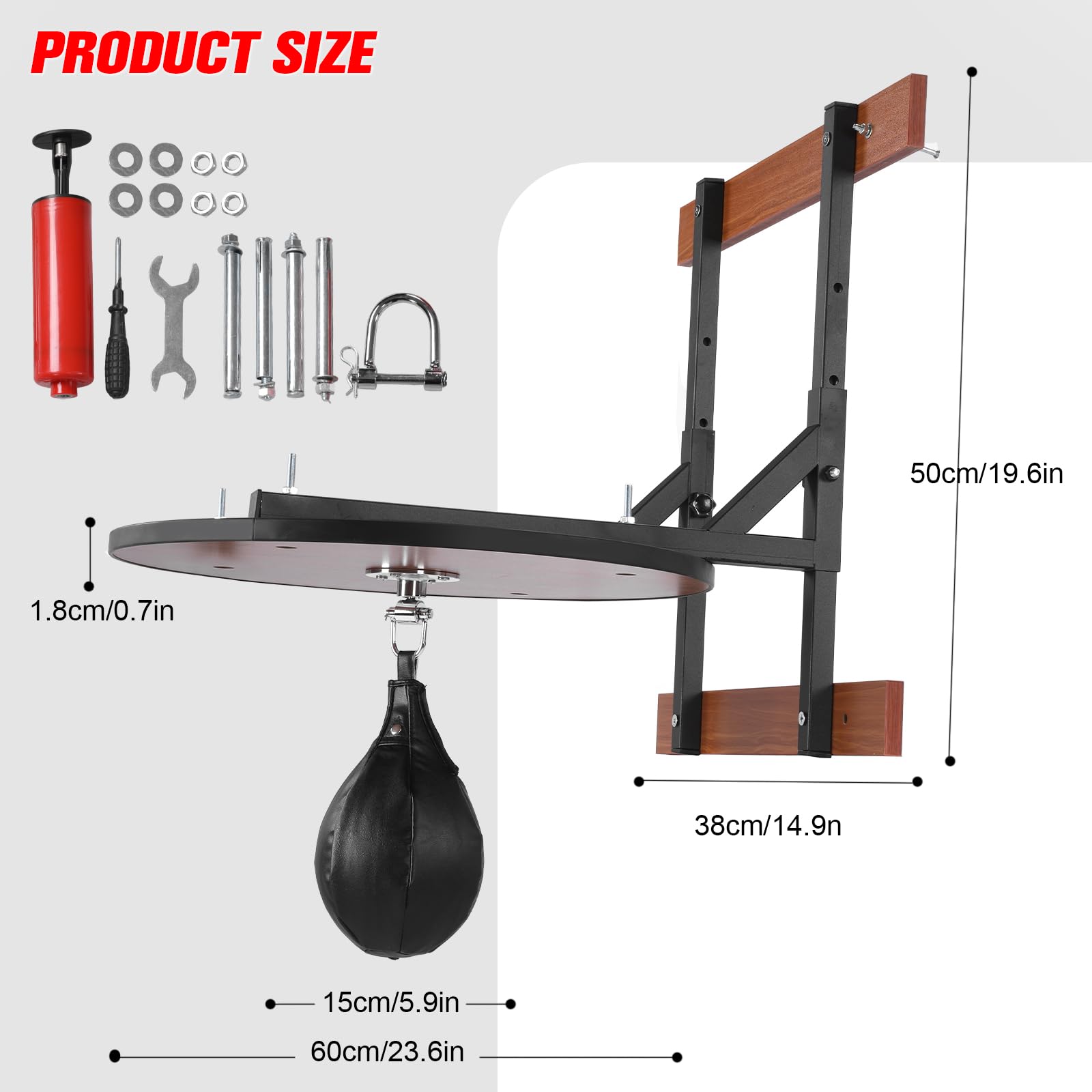 Speed Bag Platforma Zestaw z twardego drewna z deską 61 cm i regulowanym