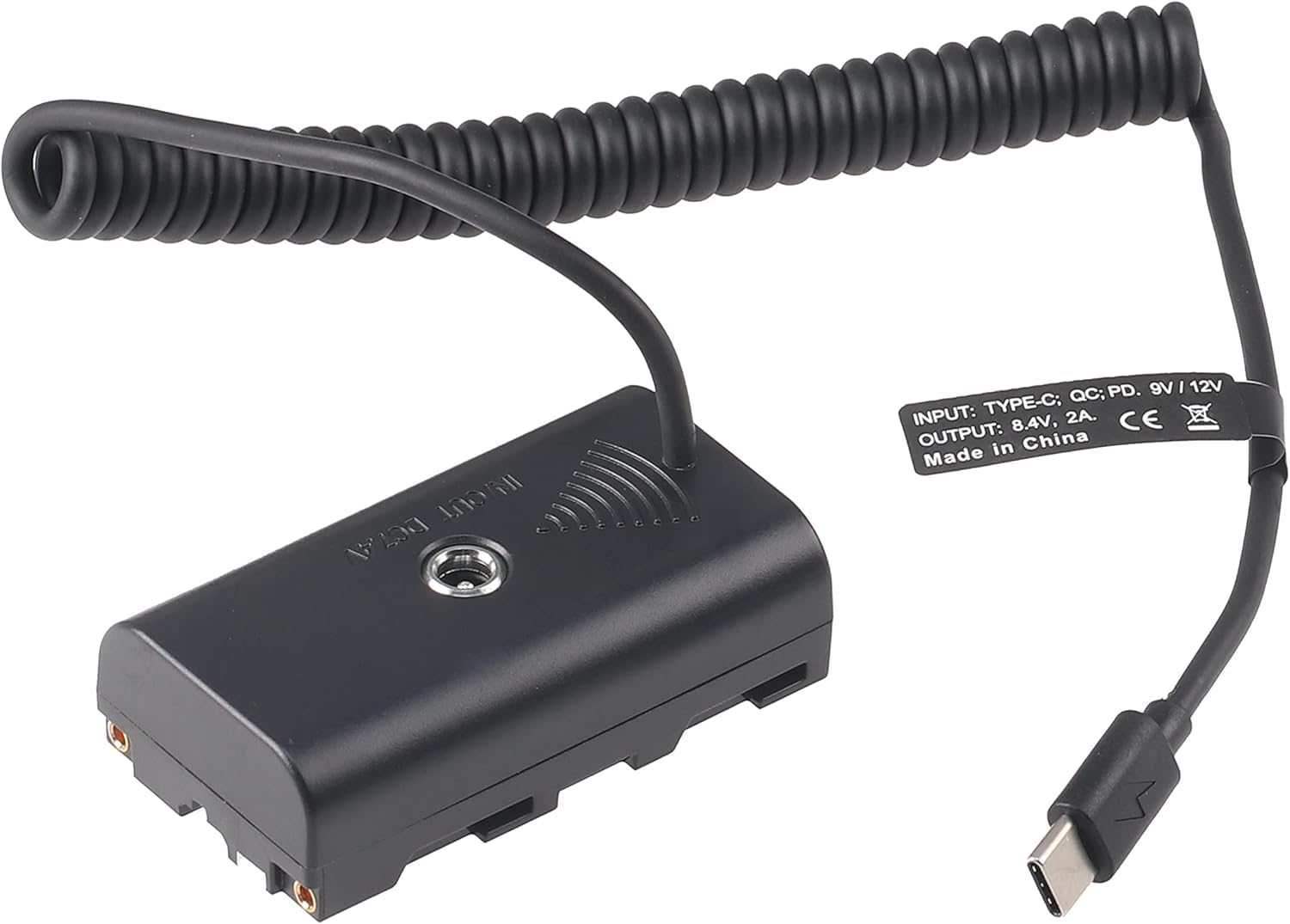 FOTGA USB-C PD to NP-F550 / NP-F970 Dummy Battery Power Cable, 7.4V Output with Extra DC 5.5x2.1mm Port for Atomos Ninja V Shinobi Field Monitor, LED Video Light,etc,Not for Camera