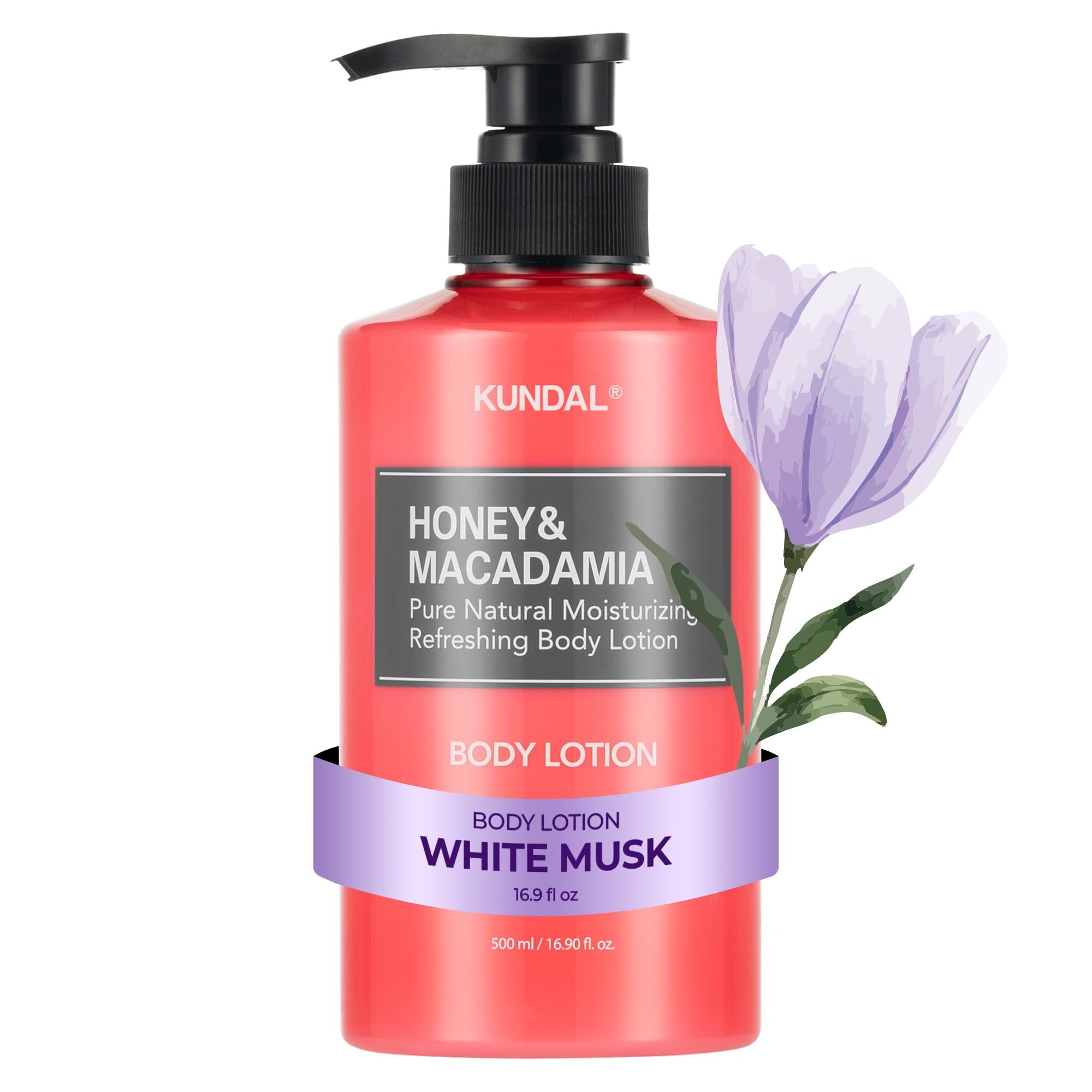 KUNDAL, Nemlendirici ve Besleyici Vücut Losyonu Honey & Macadamia Pure Body Lotion 500ml (White Musk)