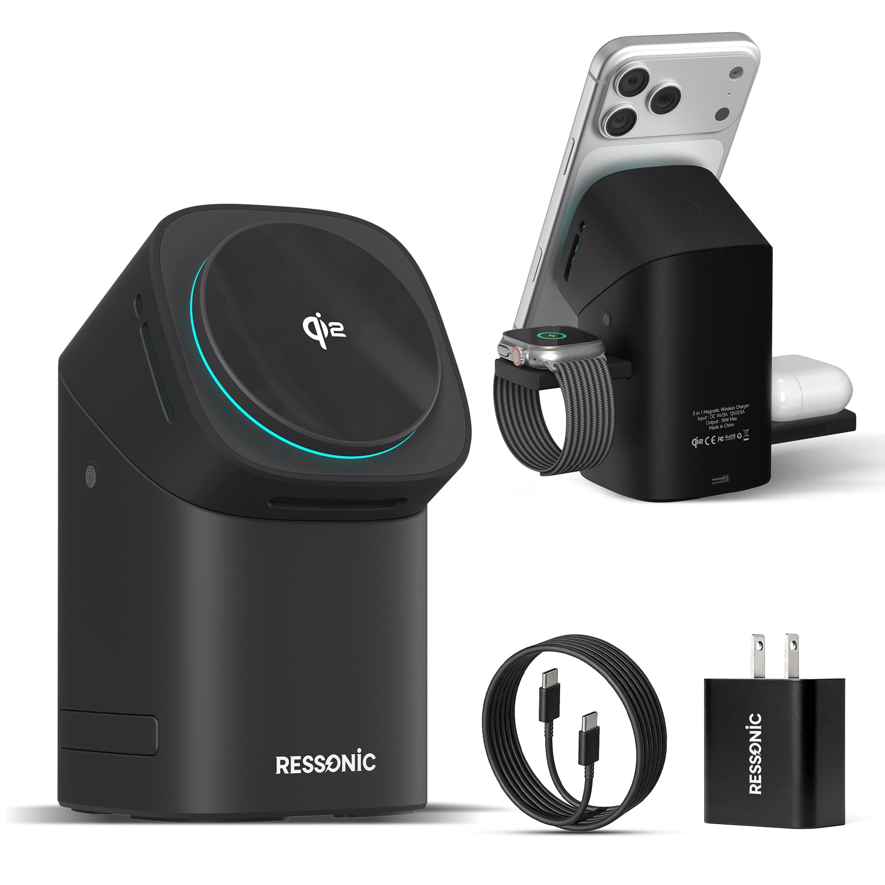 RESSONIC 3 in 1 Wireless Charging Station