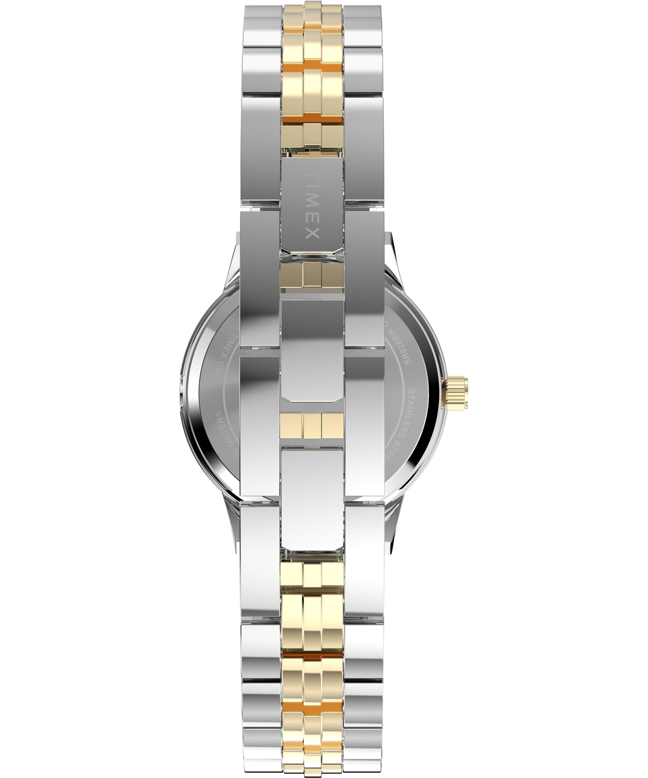 Timex Main Street TW2Y38300 Zegarek damski, 30 mm, dwukolorowa bransoleta ze stopu metali szlachetnych, srebrna tarcza i dwukolorowa koperta