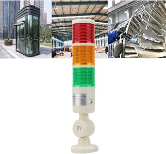 Industrial Signal Tower Light, 24V DC 3 Layer LED Tower Stack Light, No Buzzer Warning Light Indicator Column Tower Lights Andon Lights with Rotatable Base for Machine Tools, Mechanical Equipment