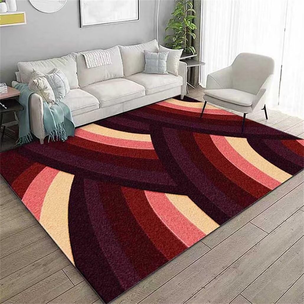 Tapis salon poil court rouge 120x150cm lavable pour chambre