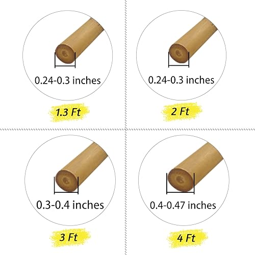Miniatura 4 de YFZBAMOO Estacas de bambú para plantas de 3 pies, paquete de 50 estacas ecológicas, postes de bambú para plantas en maceta, soportes de bambú para