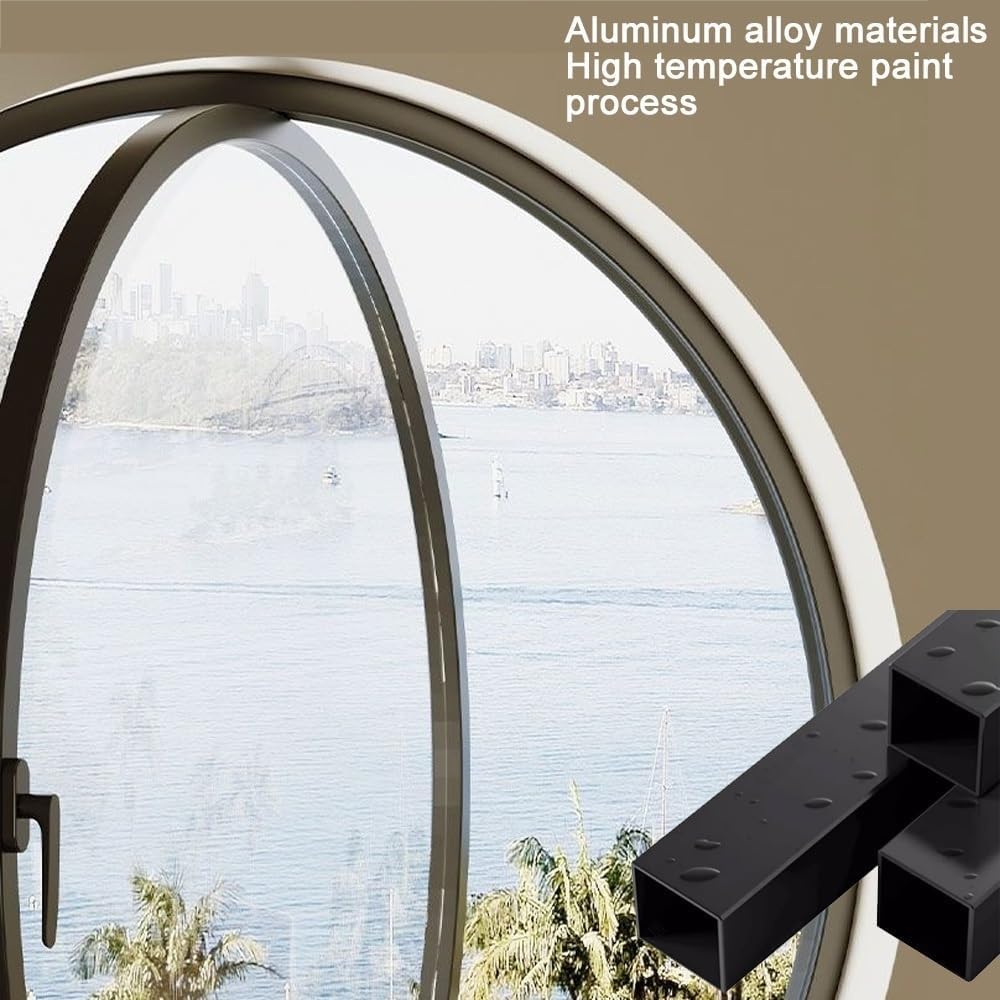 Finestra Rotonda Girevole in Lega di Alluminio, Finestra a oblò in Vetro temperato con Maniglia, Finestra a Battente per Cucina e casa, Nero, 1,60 cm/23,6 Pollici