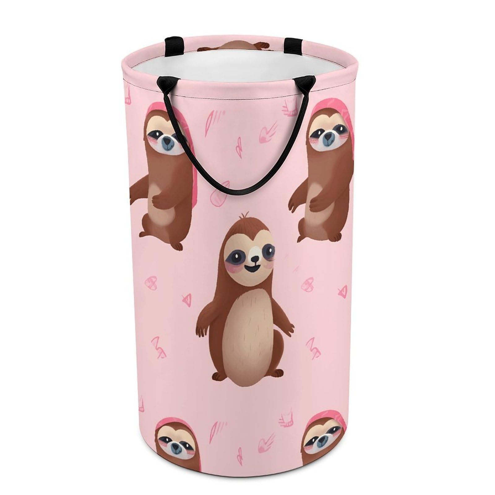 Adfgyerh Style Sloth-Pink Laundry Basket ，Foldable Waterproof Model ，Laundry Hamper ，Handles On Both Sides Easy To Move ，Storage Basket For Bedroom, Bathroom, Dorm, Laundry Room.