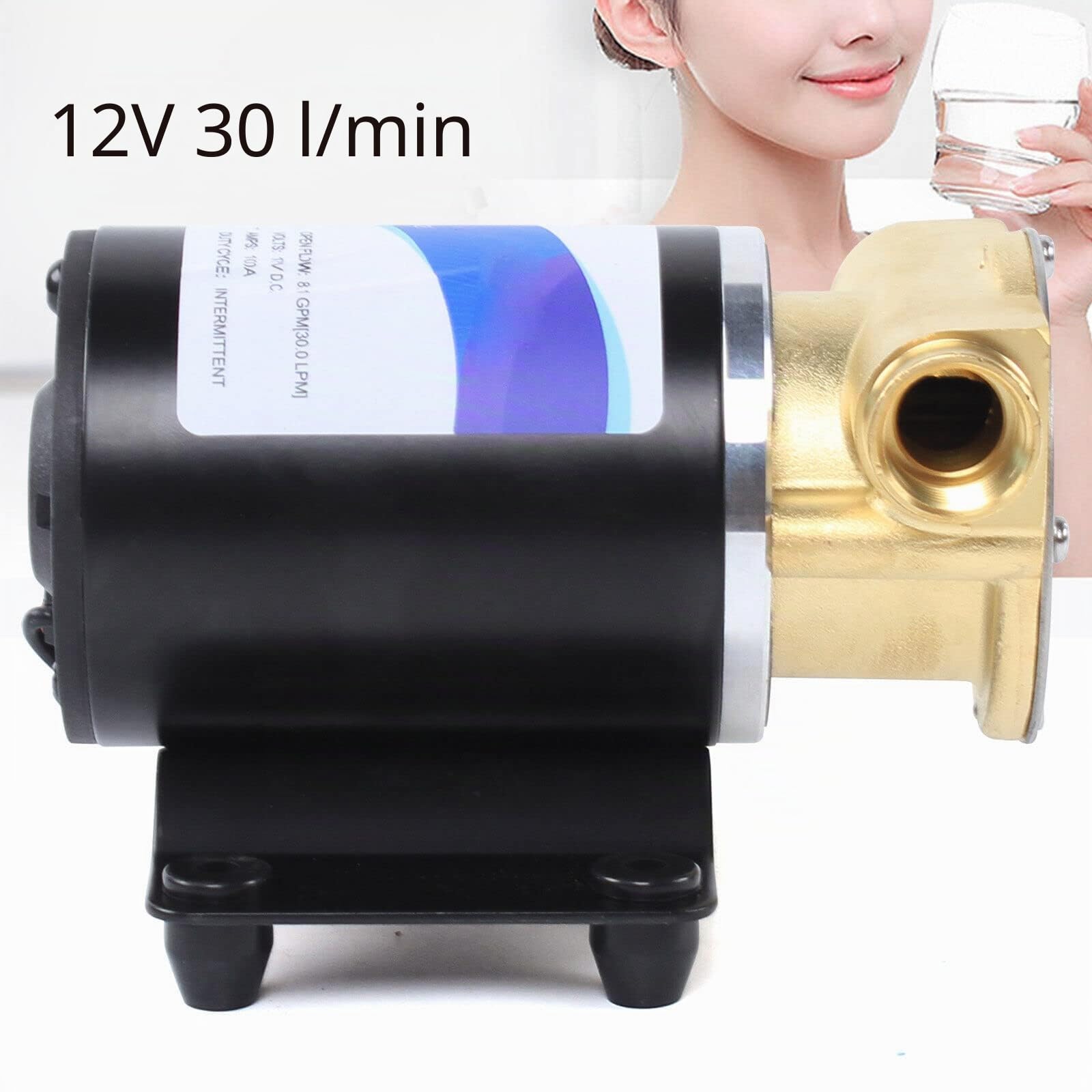 Bomba de cuña de 12 V auto-Amolante - Lavado de puente, sumergible, fuente, membrana, tubo profundo para yates de barco - Depósito de agua a bordo (12 V, 30)