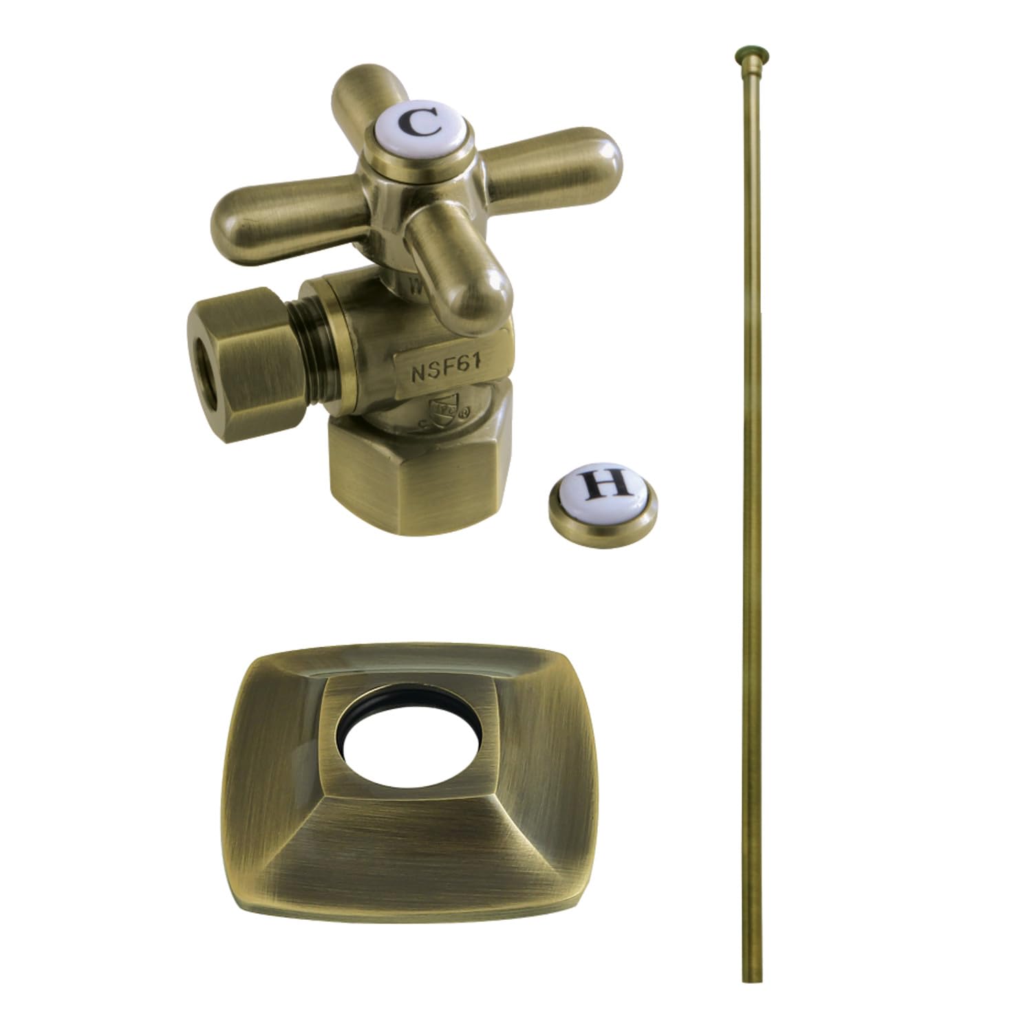 Kit de molduras de inodoro Kingston Brass para ocultar tuberías visibles con latón antiguo y brida