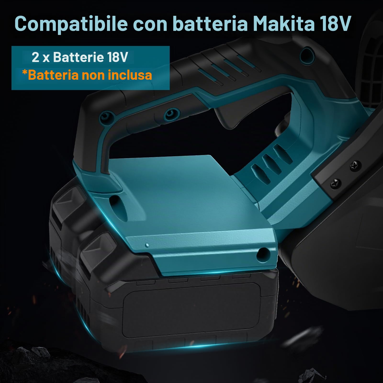 Sega a catena a batteria da 16 pollici con guida da 40 cm, sega elettrica per batteria Makita da 18 V, motore senza spazzole da 1600 W, tensione della catena senza attrezzi e oliazione automatica