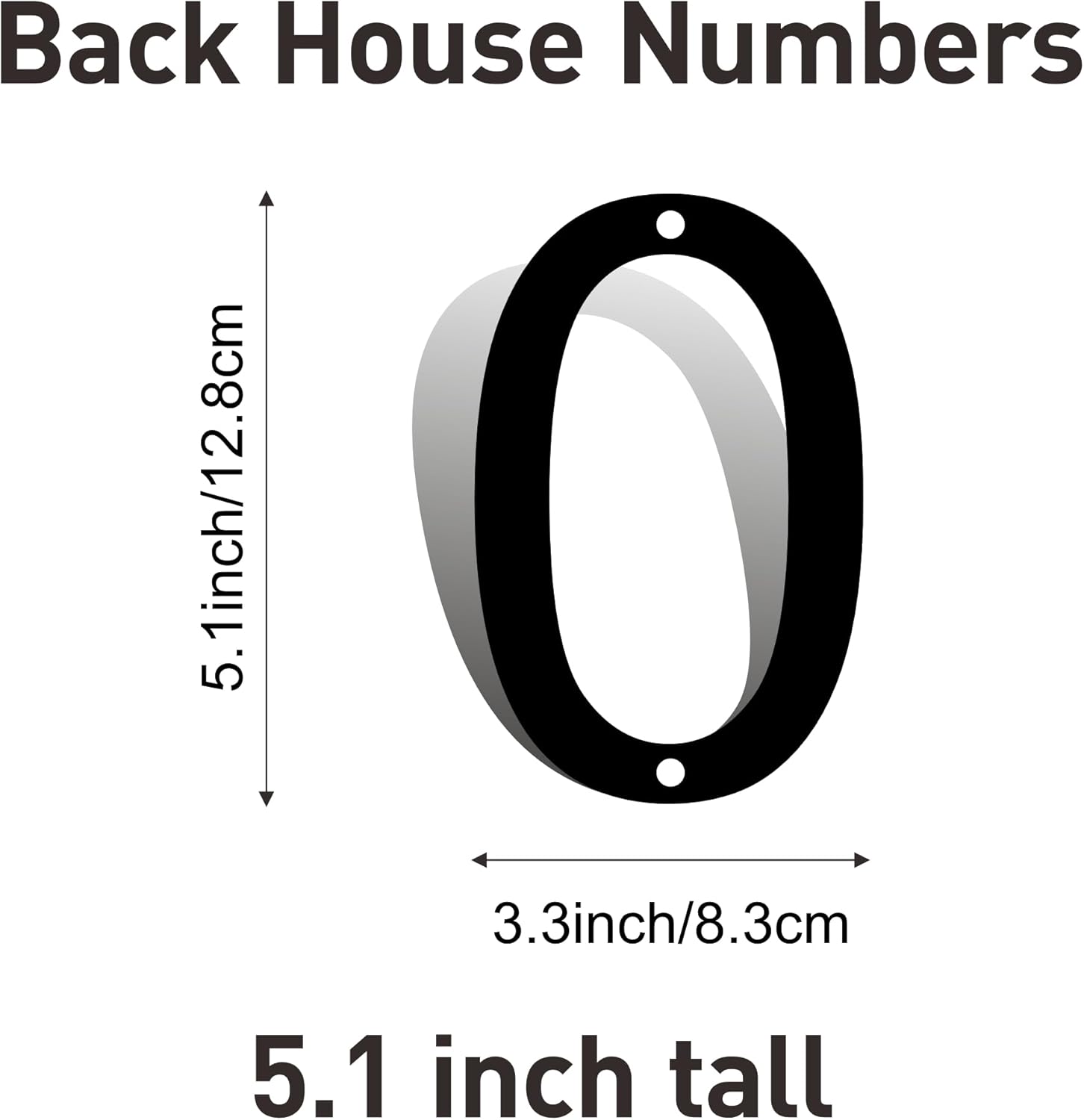 5 Inch Stainless Steel House Numbers, Metal Address Numbers and Letters, Black Door Mailbox Number, House Address Letter and Number for Office Home Farm Outside (Alloy number 0)