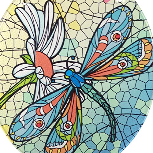 Liffy Dragonfly Glass Suncatcher Mosaic Hanging Decorations for Window,Garden,Door and Table (8 Inch/Set of 2 ) - Thumbnail 3