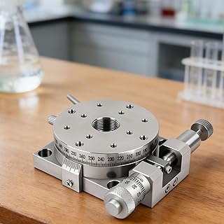 R軸回転リニアステージ、60mm手動回転変位プラットフォーム、偏心0.05mm、荷重49N(5kgf)、360°ステンレススチールスライドステージ、光学用途、製造機械用