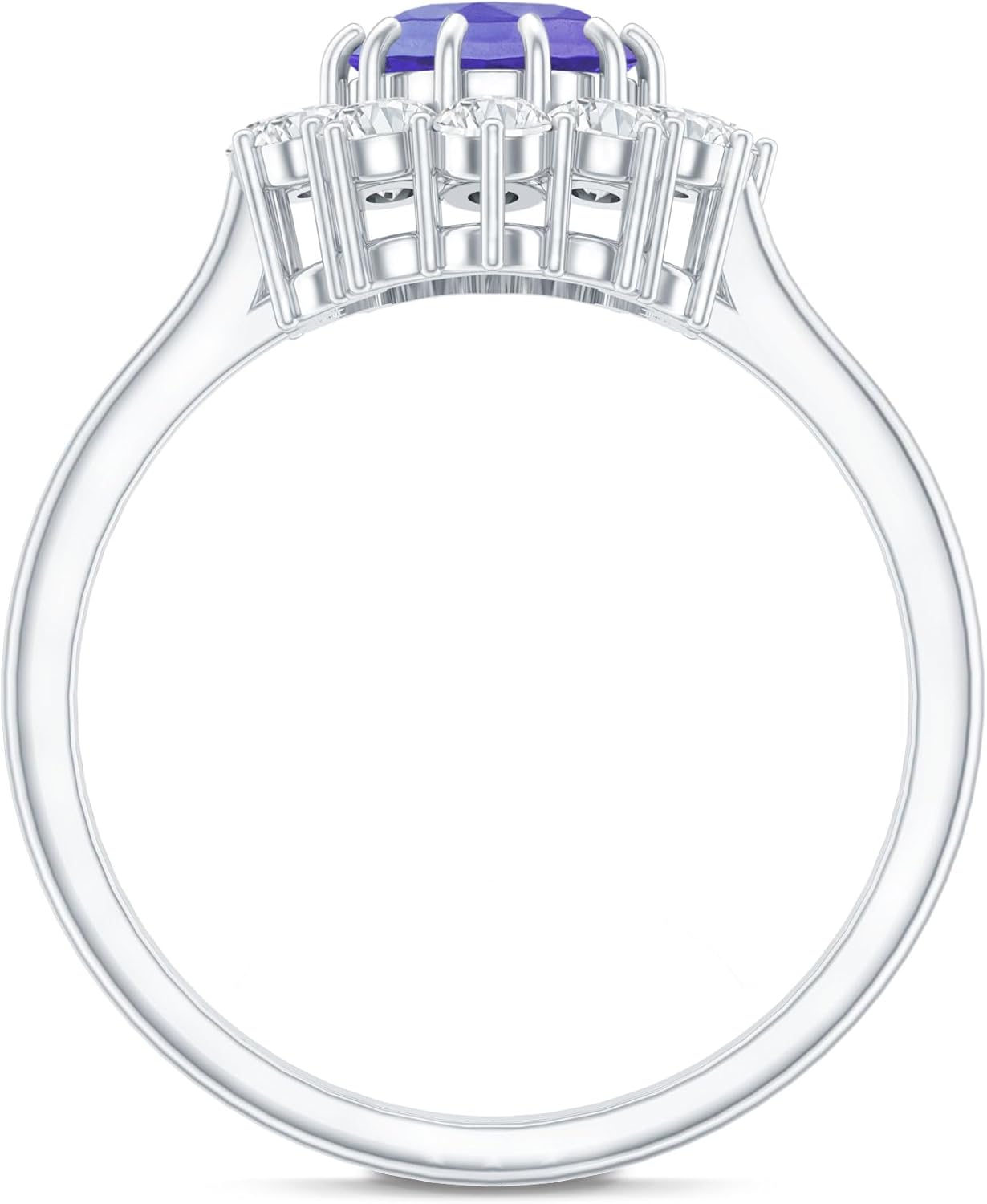 Natural 1.39 Carat Tanzanite Oblong Engagement Ring in Silver, Aaa Quality - Gift For Women Who Has Everything