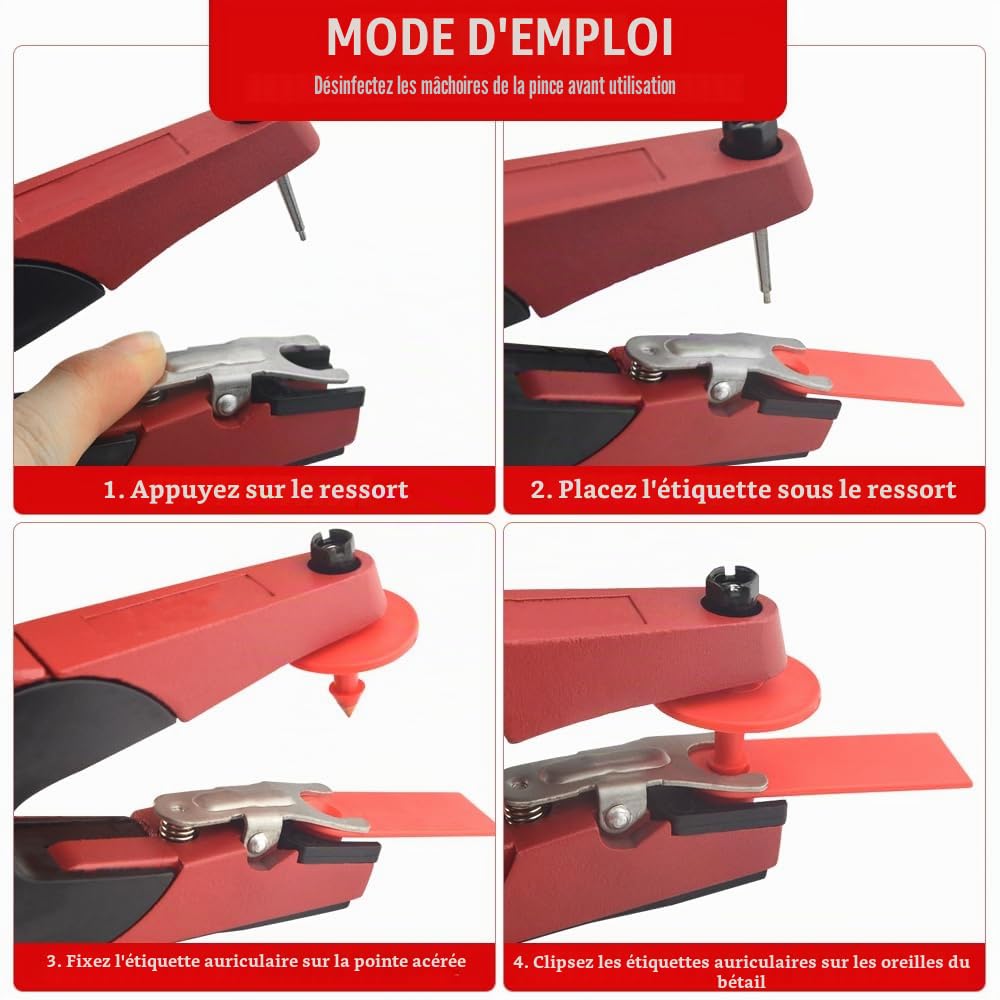 WMYCONGCONG Etiquette d'oreille en plastique numéro 1 à 100 pour bétail et 1 applicateur d'étiquette d'oreille pour chèvre et mouton