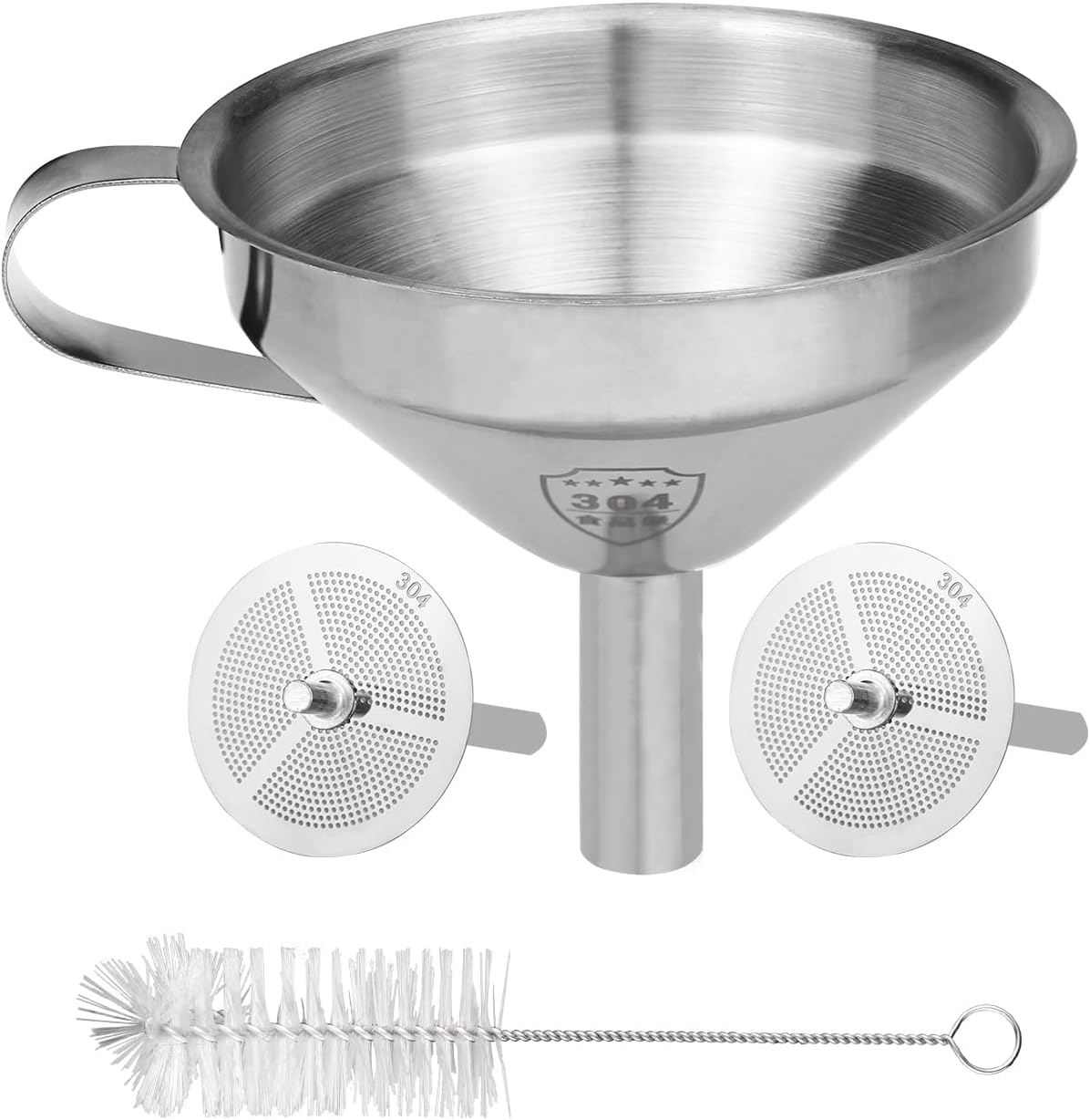 Resin Funnel, Resin Filter Funnel with Strainer 3D Printer Stainless Steel Resin Funnel for Filtering and Recycling UV SLA/DLP/LCD Photosensitive Resin, with Cleaning Brush