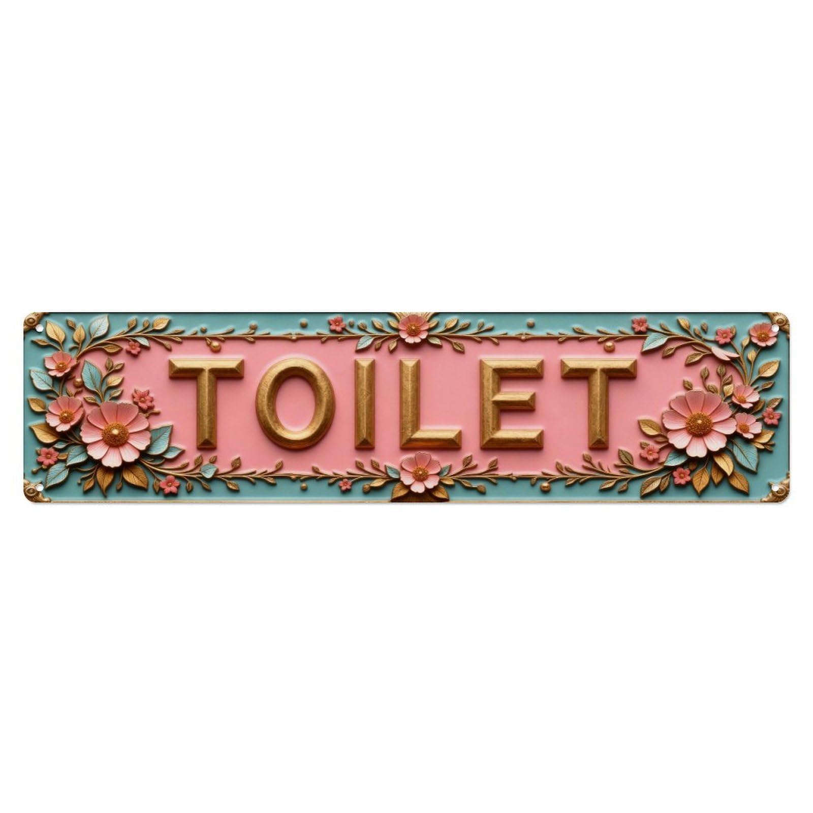 Floral Border Toilet Sign Design Metal Tin Sign Plaque