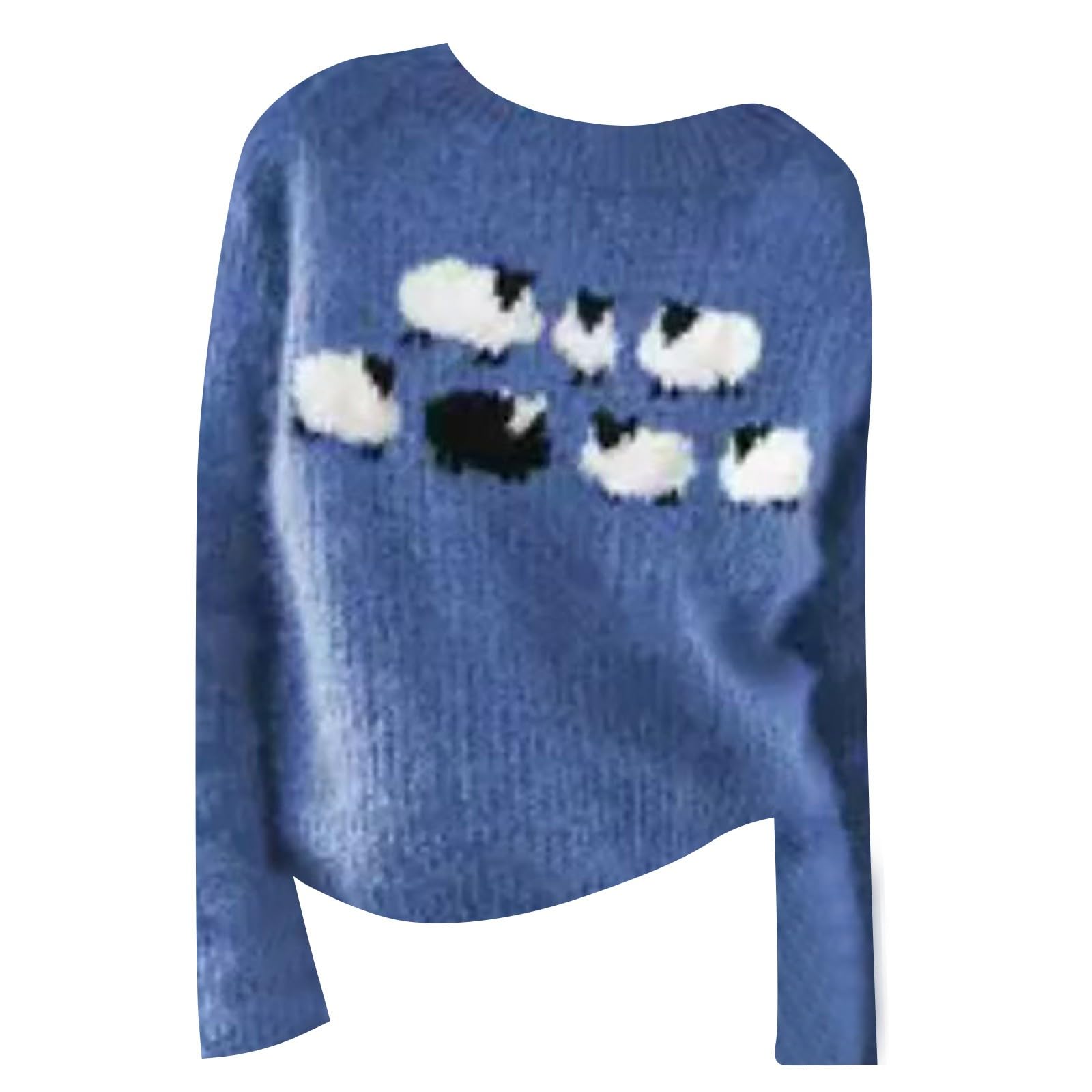 Damski sweter z dzianiny z motywem zwierzęcym z okrągłym dekoltem i wzorem