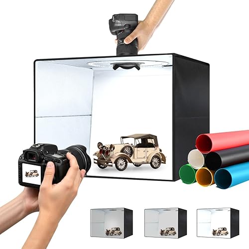 Photo Studio Box,50cmx40cmx40cm Folding Lightbox with 150 LED Dimmable Lights,