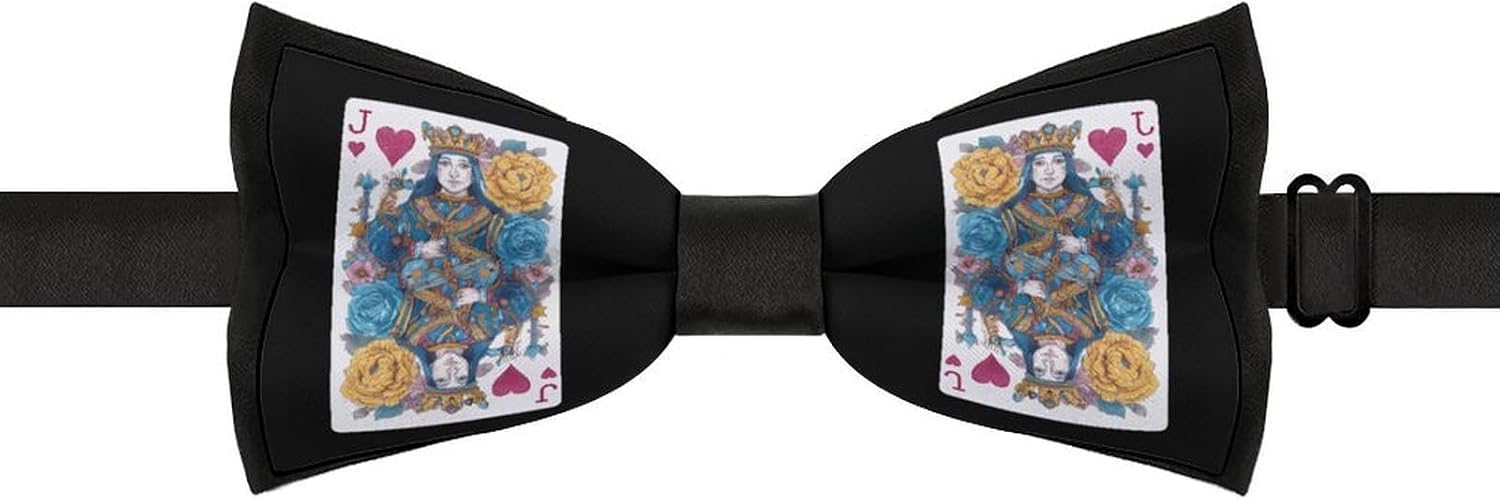 Jack Of Hearts Playing Card Novelty Men's Bow Tie Pre-tied Adjustable Bowtie Accessories for Wedding Party