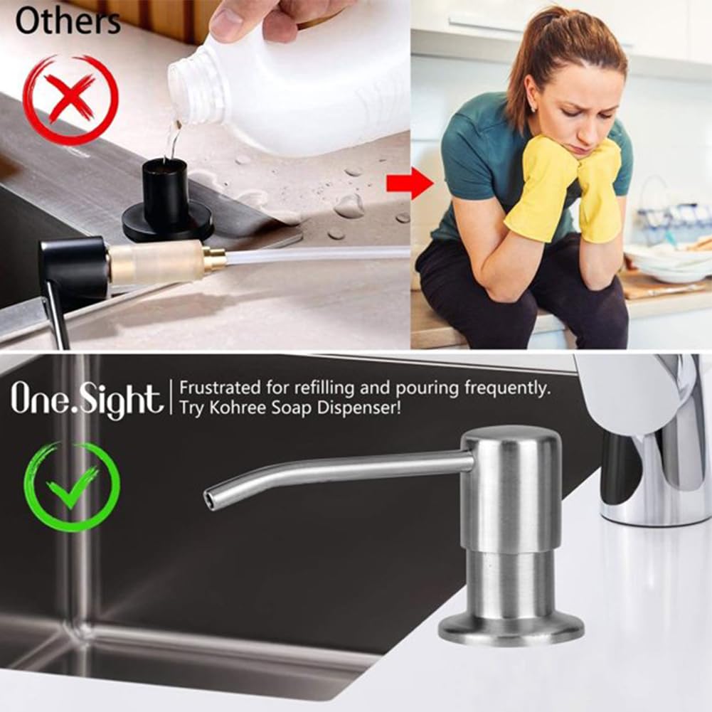 Küchenseifenspender Mit Verlängerungsrohr – Edelstahl-Pumpe Für Spüle, 100 Cm Schlauch, 360° Drehbar, Für Flüssige Seife & Spülmittel (Silber)