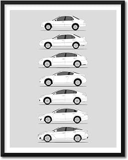 Nissan Altima Inspired Poster Print Wall Art Handmade Decor of Nissan Altima Generations History Evolution 16x20" (Unframed) Metallic Print