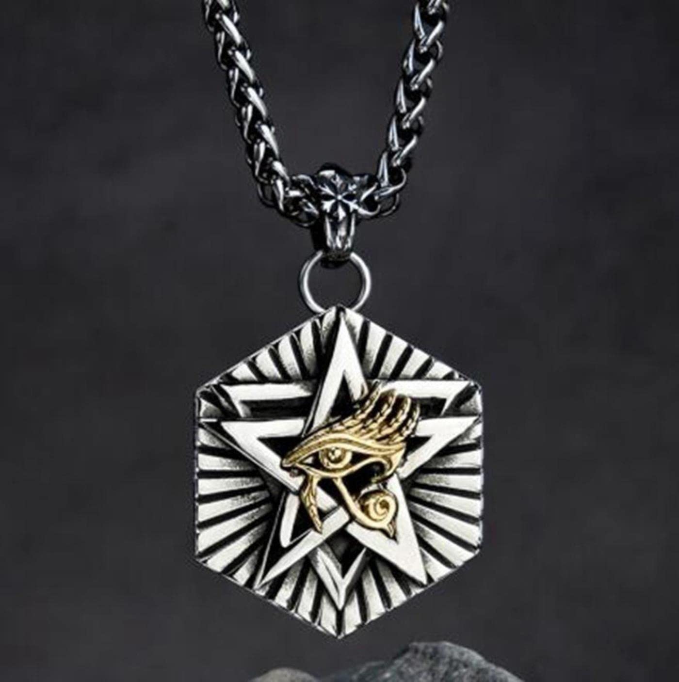 Religia Starożytny Egipt Oko Horusa Pentagram Wisiorek Naszyjnik dla mężczyzn Kobiety Punk Amulet Biżuteria Prezent