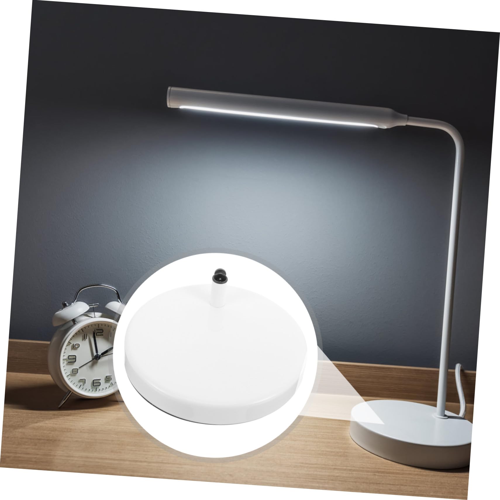 NUOBESTY Base per Lampada da Tavolo Rotonda in Ferro Braccio Snodabile, Supporto per Lampada da Scrivania Stabile e Passaggio Cavi, per Ufficio, Studio e Camera da Letto