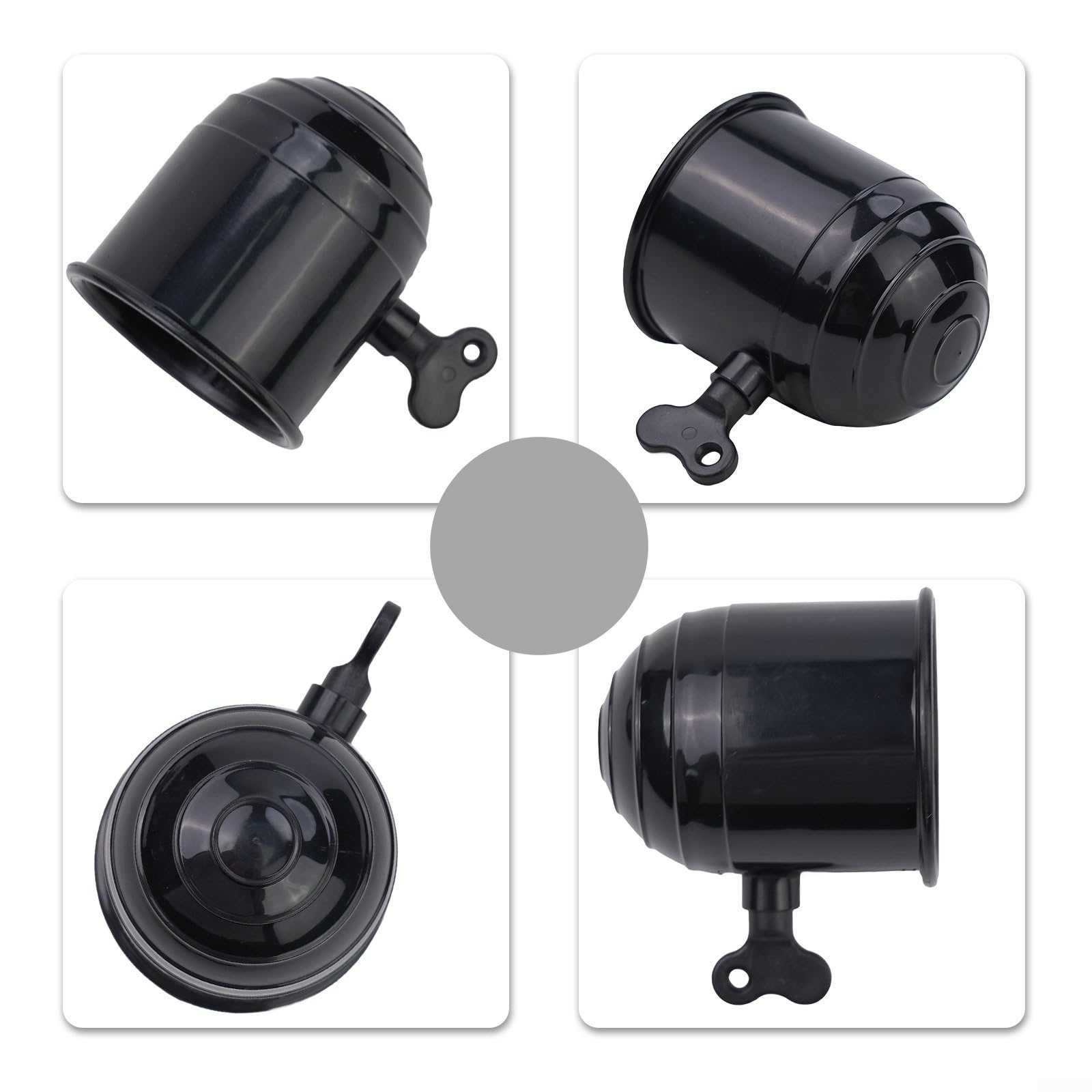 Shophubio 50mm Tow Ball Cover for Car, Truck & Caravan Hitch – Lockable Key-Operated Protective Cap with Anti-Loose Screw, Weatherproof Plastic Tra(BLACK) — view 4