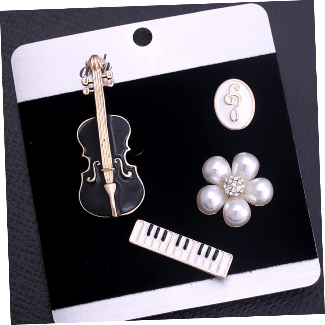 Jewellery Set di collani violini Unici di 4 Spille per la per Le Donne Tema Musicale Jewellery