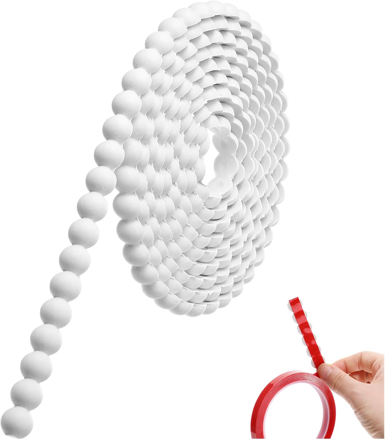 Leinuosen 20ft Peel and Stick Flexible Pearl Molding Trim - DIY Semi-Pearl Wall Decor for Bathroom, Kitchen Backsplash, Mirrors (White, 15mm)