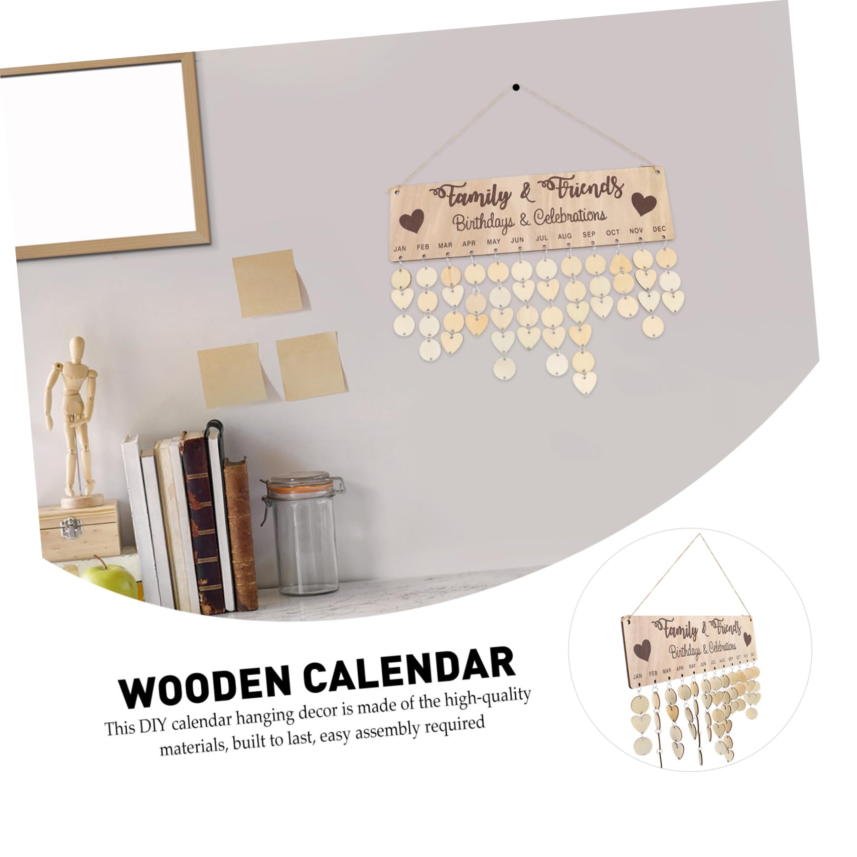 SEWACC 5 Juegos Tablero Colgante De Madera Calendario Perpetuo De Cumpleaños Pared De Cumpleaños Días En Familia Fuera De Borda Calendario Del Abuelo Celebración Mostrar Especial Metal