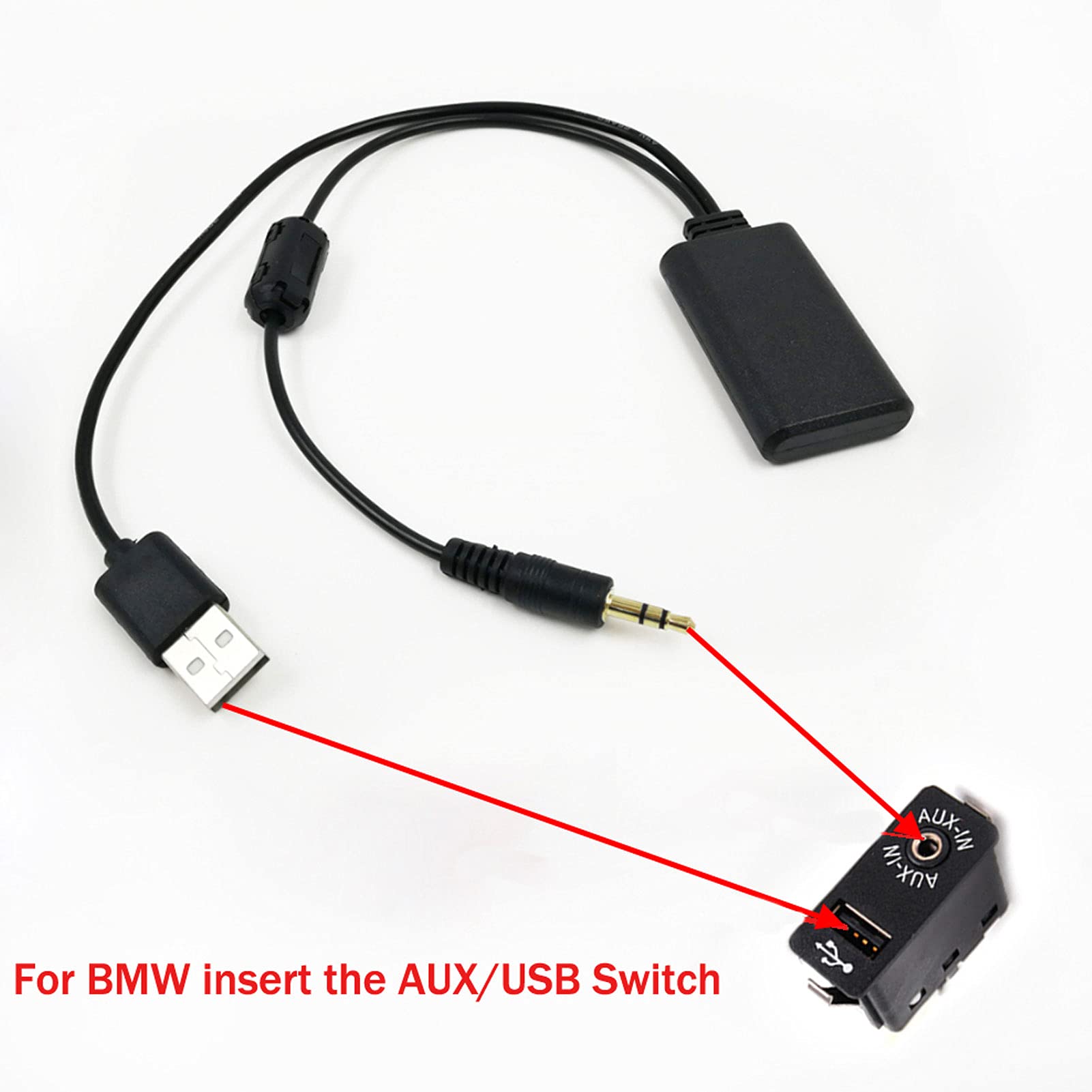 Aramox samochodowy odbiornik Bluetooth, port USB 3,5 mm AUX + 5 V/12 V, bezprzewodowy odbiornik Bluetooth 5.0, odtwarzacz muzyczny, złącze adaptera audio