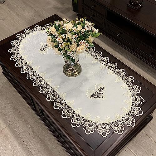Fhberni Small Lace Macrame Tablecloth Embroidered Jacquard Vintage Coffee Table Cover for Holiday Festival Party Home Decorations (15"x 35", Grey) by Fhberni - Used condition - Image 5