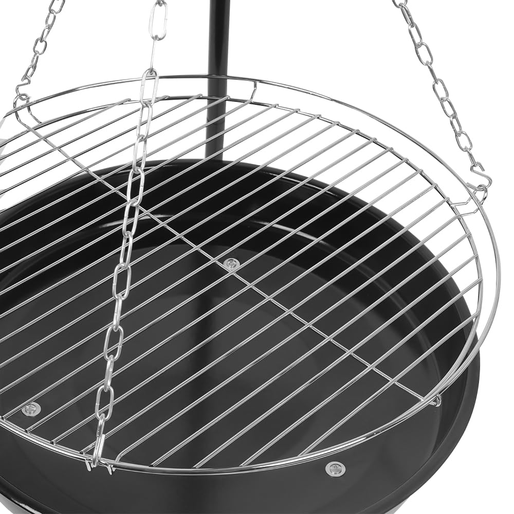 SOUK ONE Grill driepoot zwenkgrill incl. gietijzeren pan Dutch Oven, grillframe met ketting, 150 cm hoog, incl. 46 cm grillrooster, incl. 50 cm vuurschaal, houtskoolgrill (zwenkgrill incl. 6L