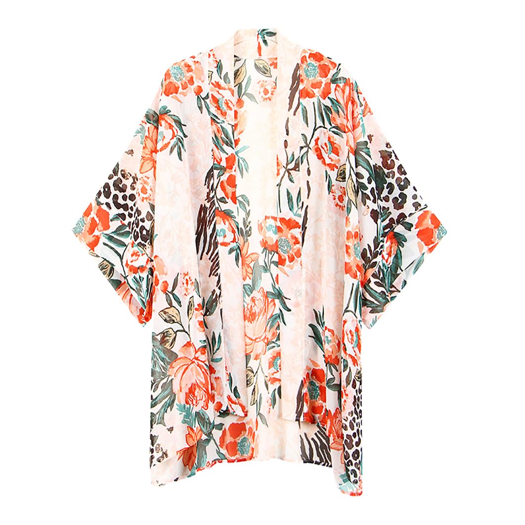 Getitsoon Kimono de gasa bohemio para mujer, para cubrir la playa, bikini, chal, blusa para traje de baño, ropa de playa