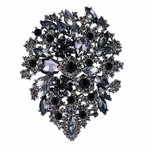 EVER FAITH Women's Austrian Crystal Vintage Style Flower Leaf Cluster Brooch Pendant