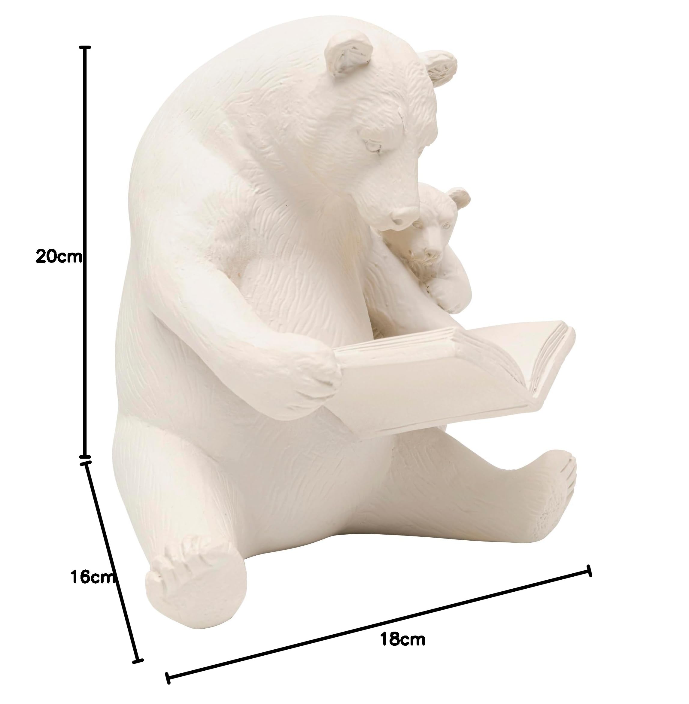 Kare Figurine décorative Design Reading Bears - Grège - Accessoire de Maison - Motif Ours - Fait à la Main - 18 x 20 x 16 cm (H x l x P)
