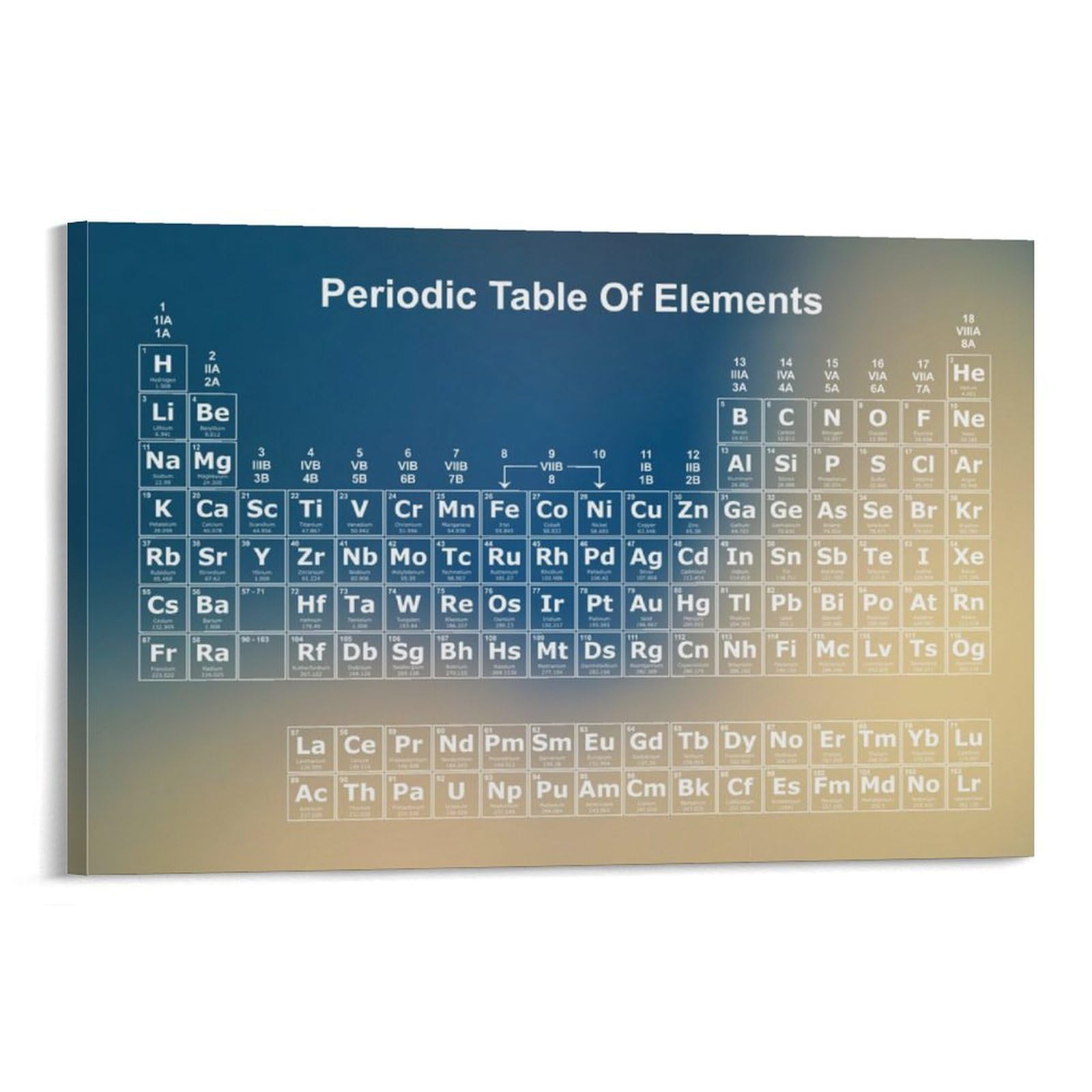 Periodensystem Regenbogen 20 Weltraum-Poster, Bürozimmer-Dekor, kosmischer Sternenhimmel, Wandkunst-Poster für Wanddekoration, 60 x 90 cm