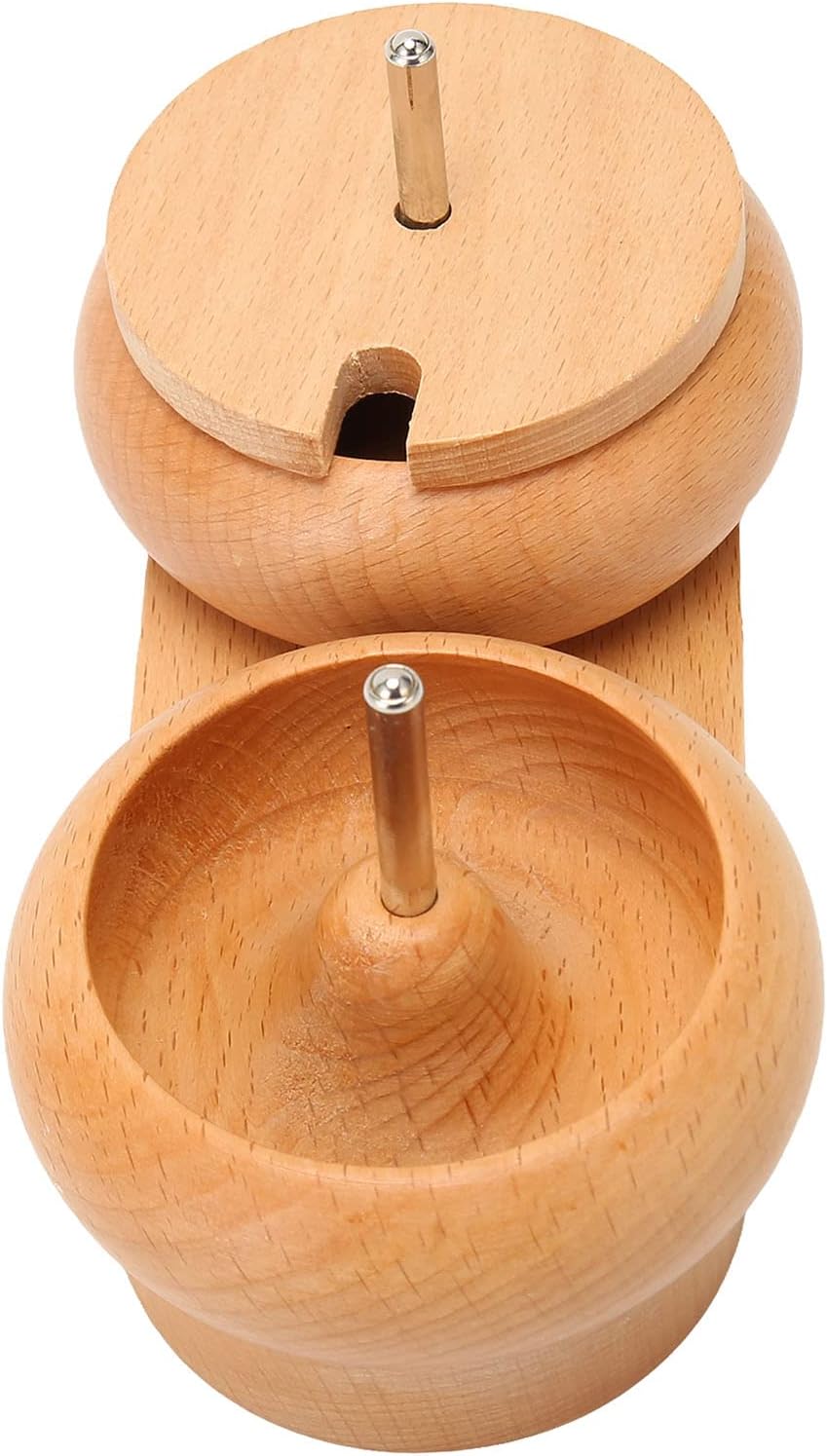 Generic Bead Spinner Bowl with Polished Wood Cover, Stable Oval Base, Metal Shaft for Jewelry Making, Bead Maker and Threader
