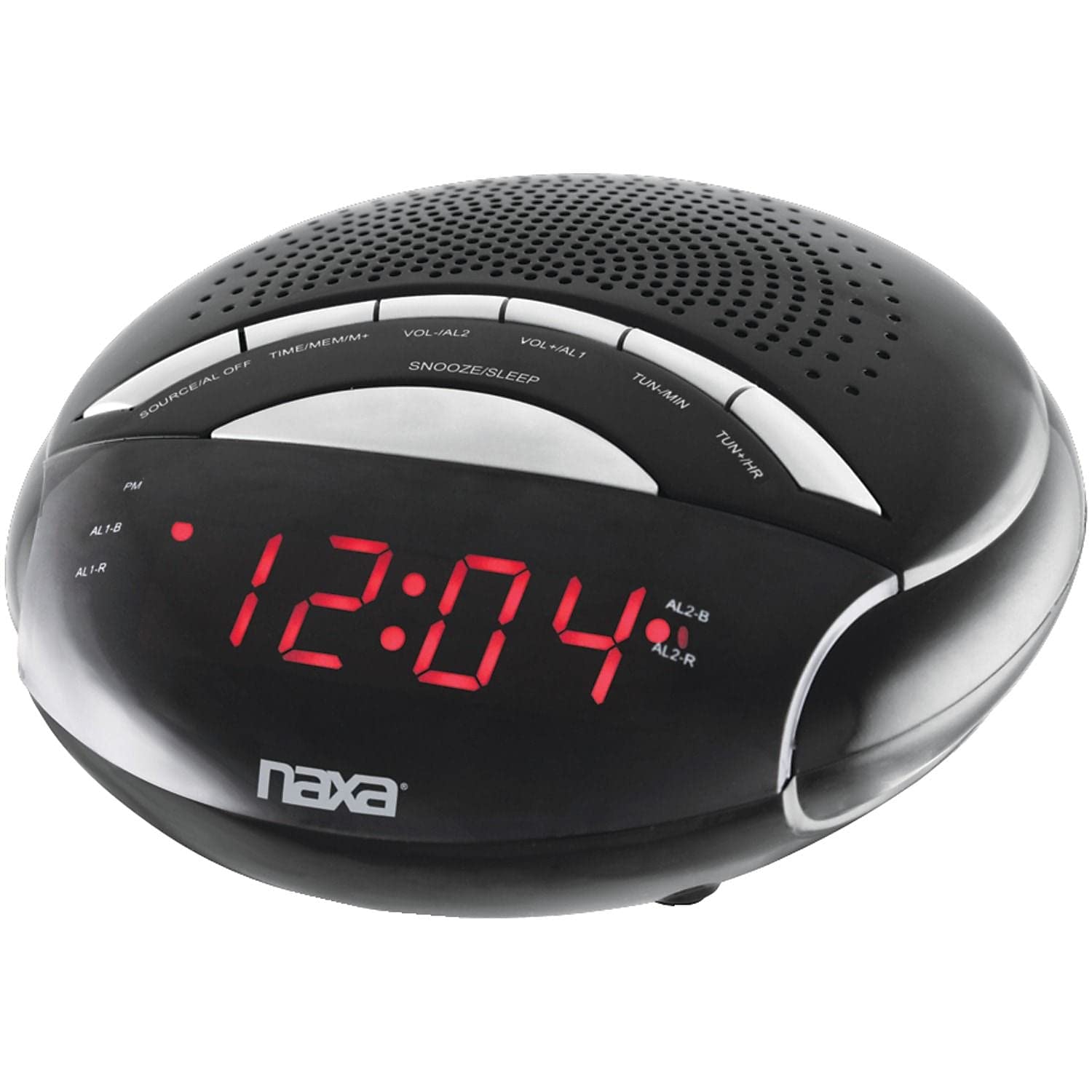 NAXA Electronics NRC-170 PLL Digital Dual Alarm Clock with AM/FM Radio and Snooze (Black Lacquer)