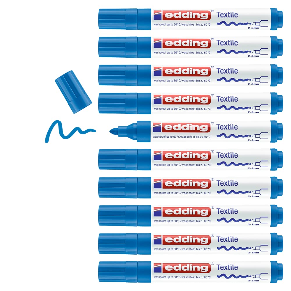 edding 4500 textile marker, light blue, box of 10, round nib 2-3 mm