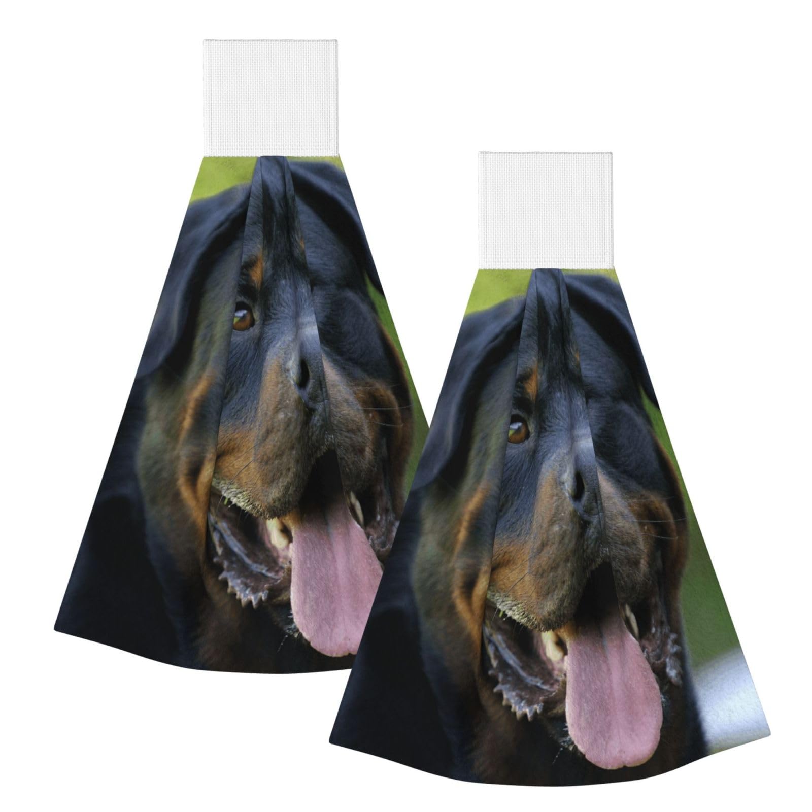 DOPKLNA Rottweiler Dog, 2 Pcs Hanging Coral Fiber Hand Towels for Bathroom, Absorbent Kitchen Towels