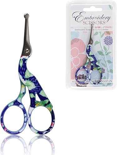JubileeYarn - Tijeras de cigüeñas de acero inoxidable para bordado, tamaño pequeño, color azul, 1 par