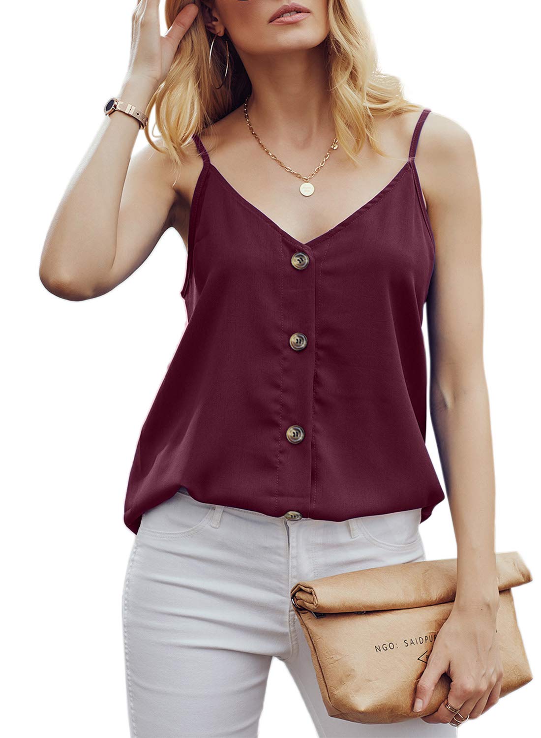 Womens Casual Adjustable Shoulder Straps Tank Top Sleeveless Vest