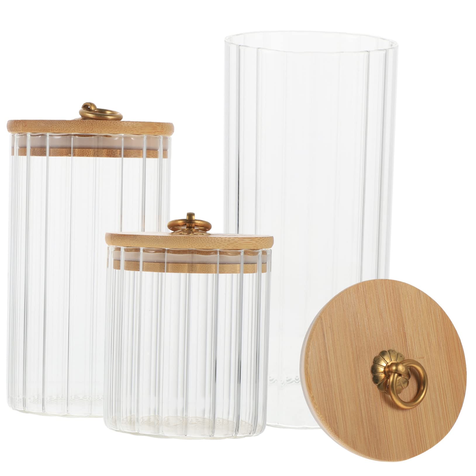 Set da 3 Contenitori con Coperchio per Alimenti in Vetro Trasparente con Chiusura Ermetica, Capacità 550ml 850ml 1150ml, per Conservare Noci e Fagioli in Cucina