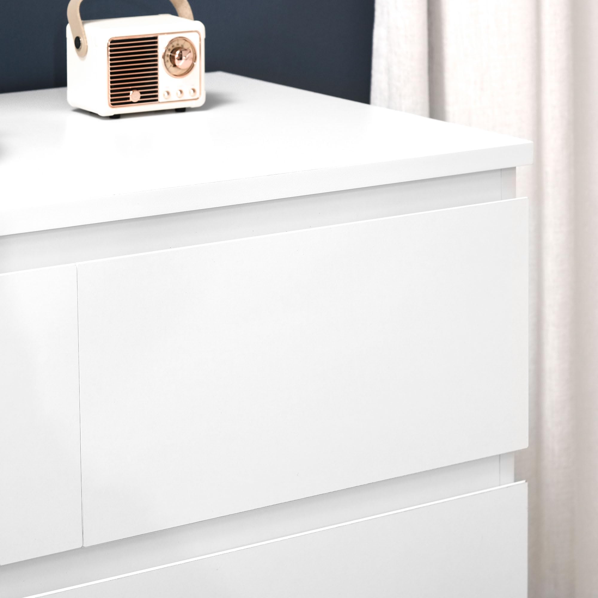 HOMCOM Commode 6 tiroirs, Meuble de Rangement étroit sans poignées, Style Moderne, Commode pour Chambre à Coucher, Salon, Couloir, 80 x 39 x 115 cm, Blanc