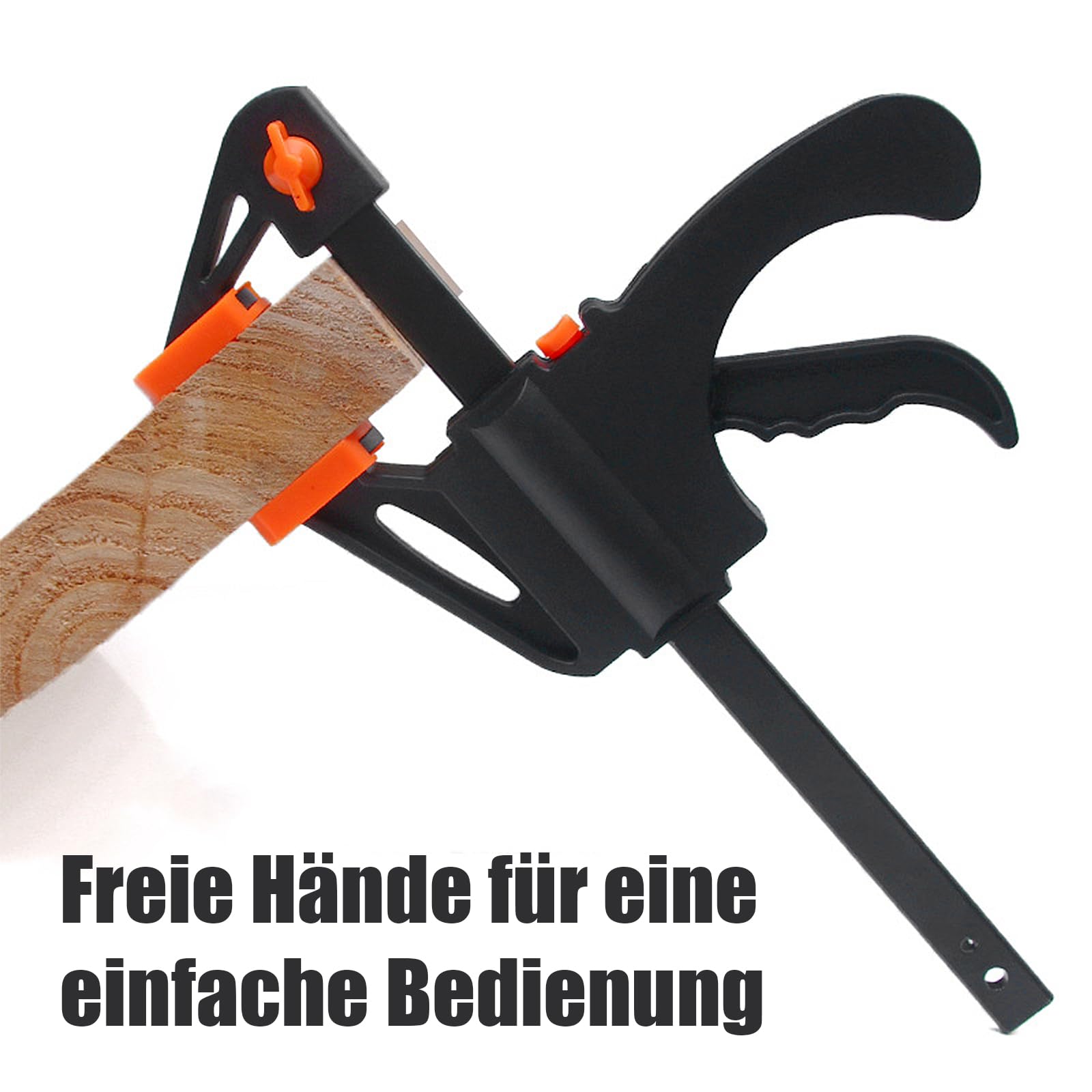 Schraubzwingen Set Profi Einhandzwingen 2 Stück, Spannweite 150mm, Dehnbereich bis zu 290mm Spannkraft 50kg, Maultiefe 62mm, aus Stahl und Nylon für präzises Fixieren