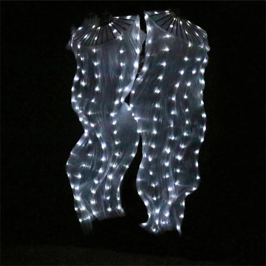 Jedwabne LED Rainbow Dance Long Fans Damskie Akcesoria do Tańca Brzucha Taniec Brzucha Chiński Taniec LED Fani Akcesoria